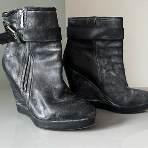 Black Wedge Ankle Boots